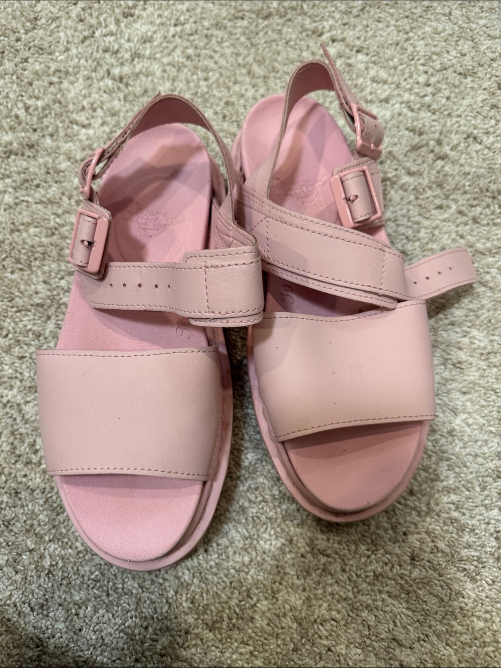 Dr. Martens Pink Leather Platform Sandals